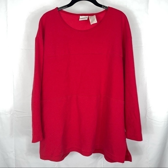 Bobbie Brooks Tunic Long Sleeve Crewneck Pullover High Low Hem 3 Tiered Shirt - Picture 1 of 9